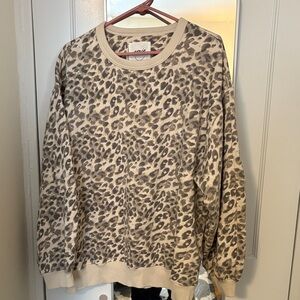 Aerie Leopard Print Sweater - Cream and Brown